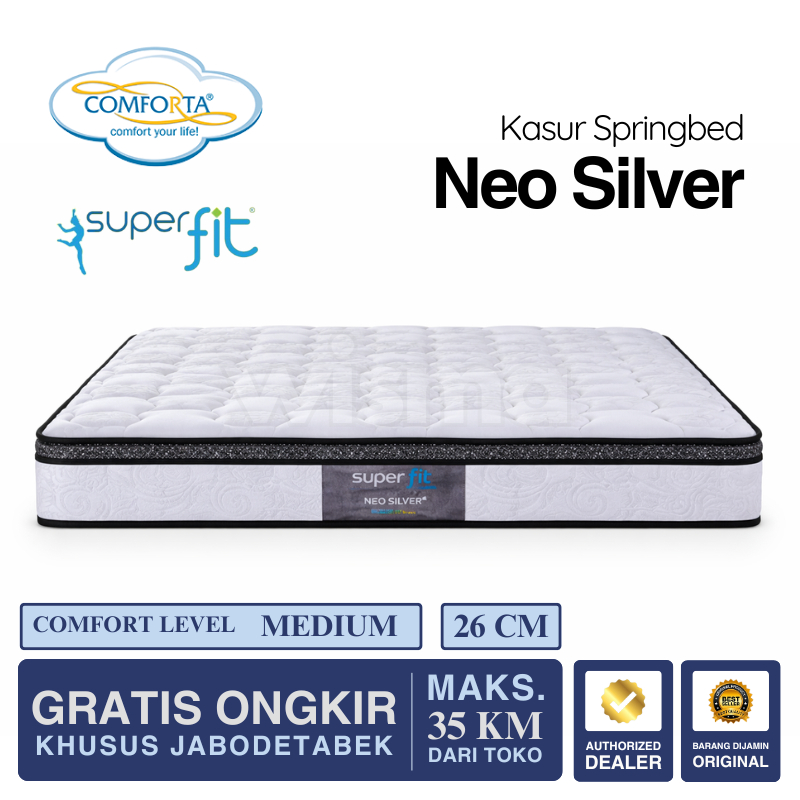 Kasur Springbed Comforta SuperFit Neo Silver Plushtop [Kasur Saja] 90x200 100x200 120x200 140x200