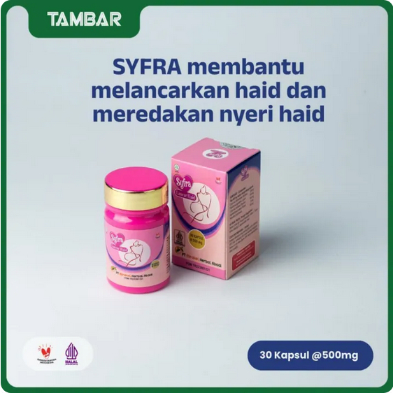 TAMBAR SYFRA 30 Kapsul - Suplemen Herbal Khusus Kewanitaan, Membantu Melancarkan Haid - BPOM