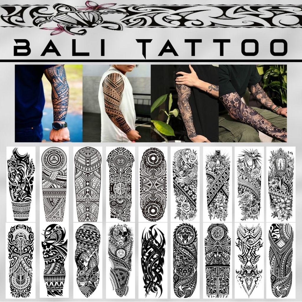 (Bali Tattoo Creative) Tato temporer full tangan dan kaki untuk cowok cewek motif etnik polynesian t