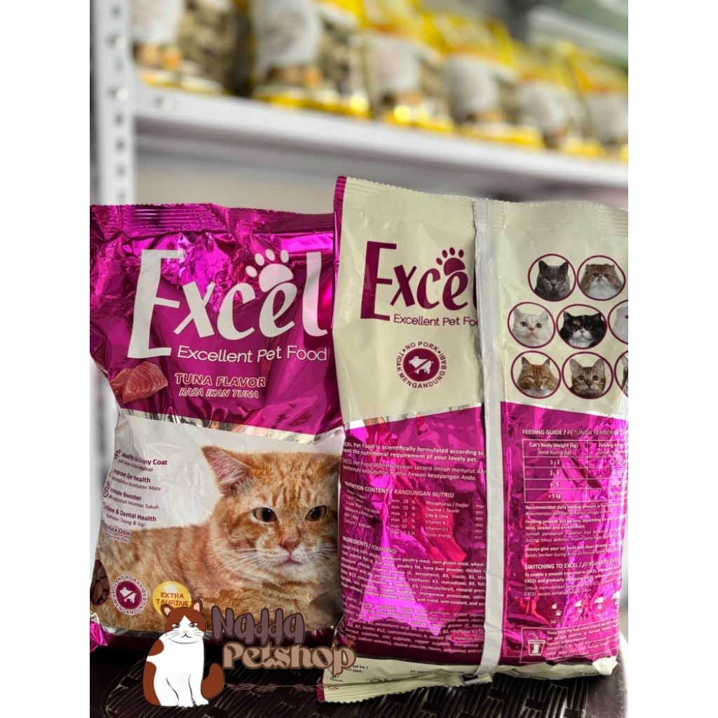 Makanan kucing excel adult 500gr pakan kucing dewasa excel ungu hijau kuning orange
