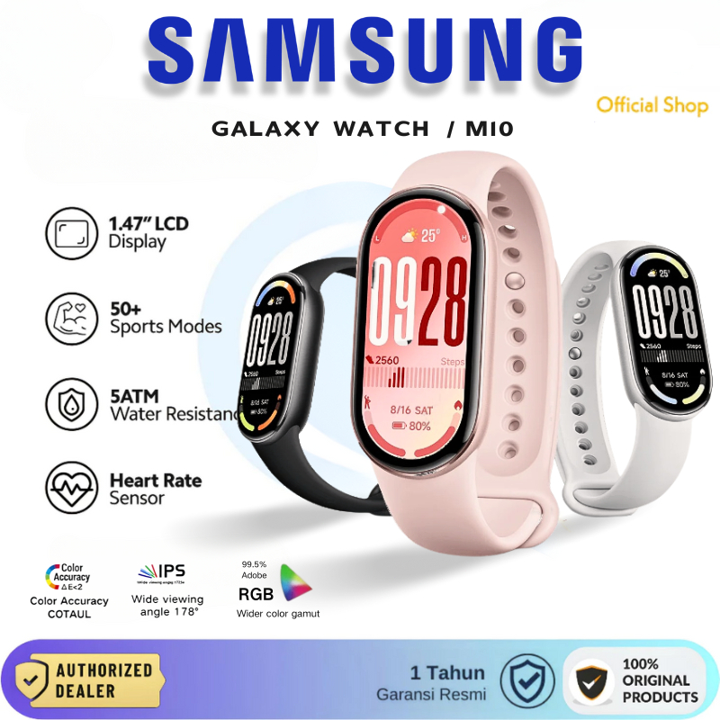 100% 0ri Samsung smartwatch M10 smartband10 series jam tangan wanita dan pria Sports fitness tracker