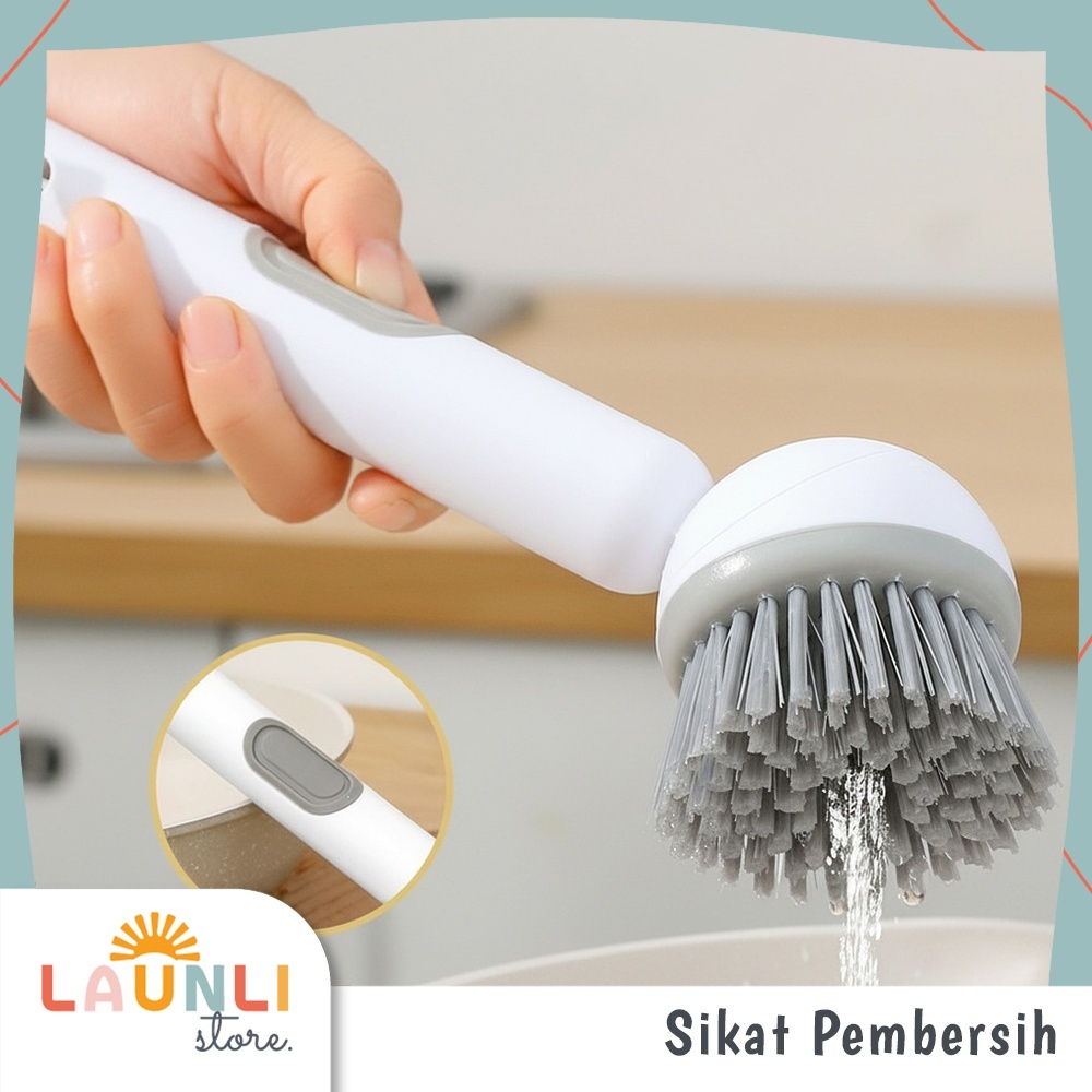 Sikat Pembersih Wastafel Putar Pencet Otomatis Alat Cuci Piring Panci Kompor