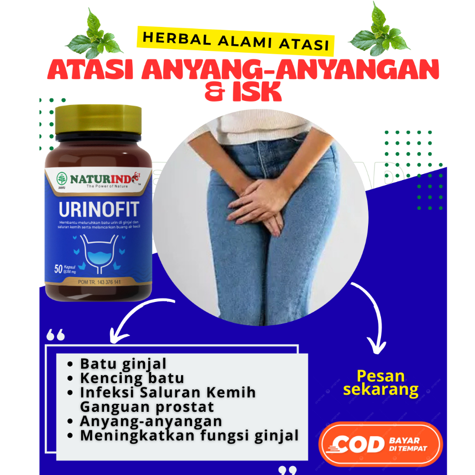 Obat Anyang Anyangen Infeksi Saluran Kencing Alami Urinofit 50 kapsul Merk Naturindofit