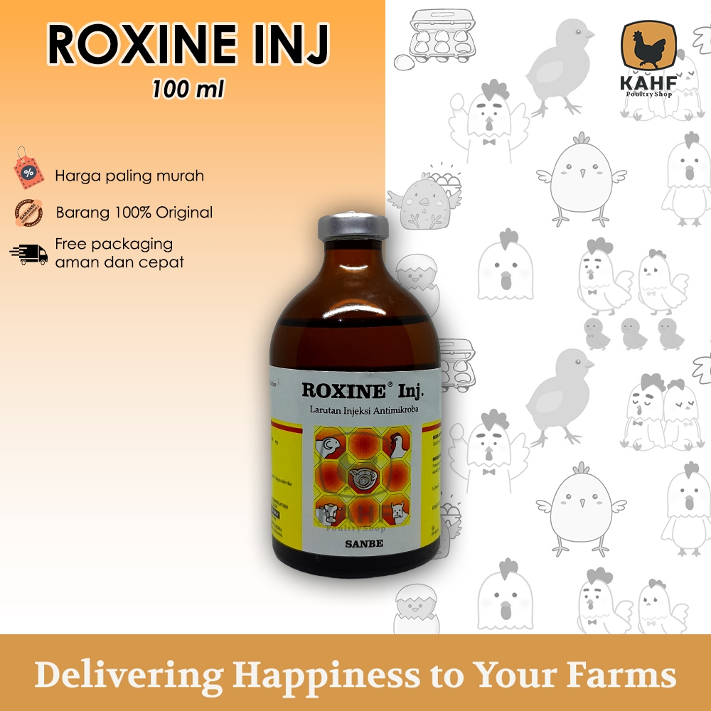Roxine Inj 100 ml Obat Injeksi Pernapasan Hewan
