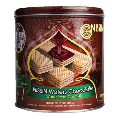 NISSIN WAFER COKLAT KALENG NETTO 233 GR ROTI KALENG LEBARAN