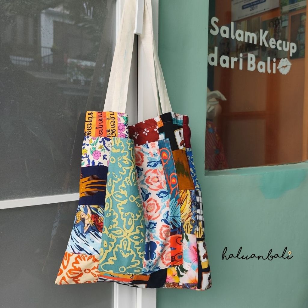 Totebag HaluanBali | Totebag Kain Perca Estetik | Totebag Wanita dan Pria