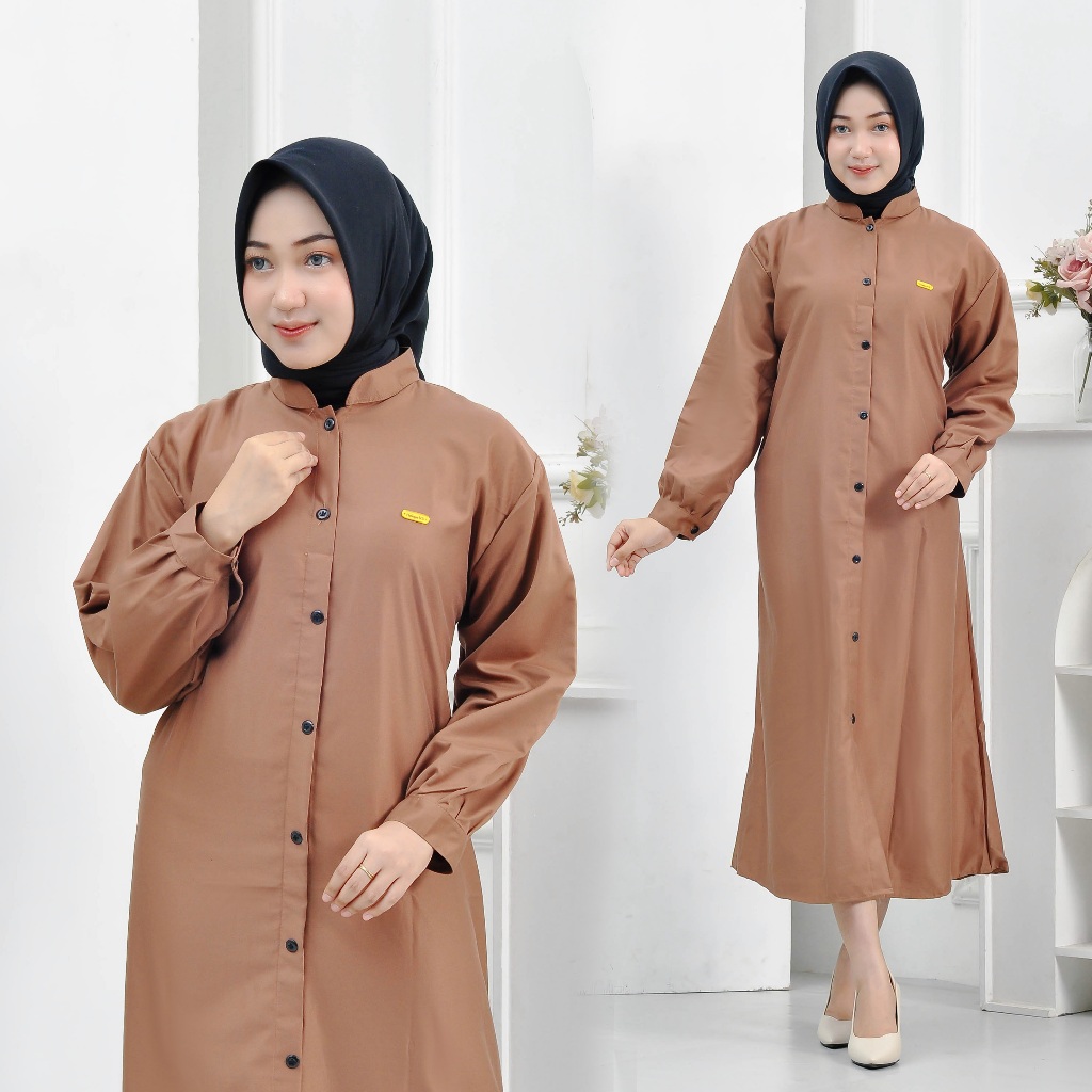 Piya Midi Dress Muslimah Katun Fit To XL || Piya Gamis Polos Wanita Kekinian 2026