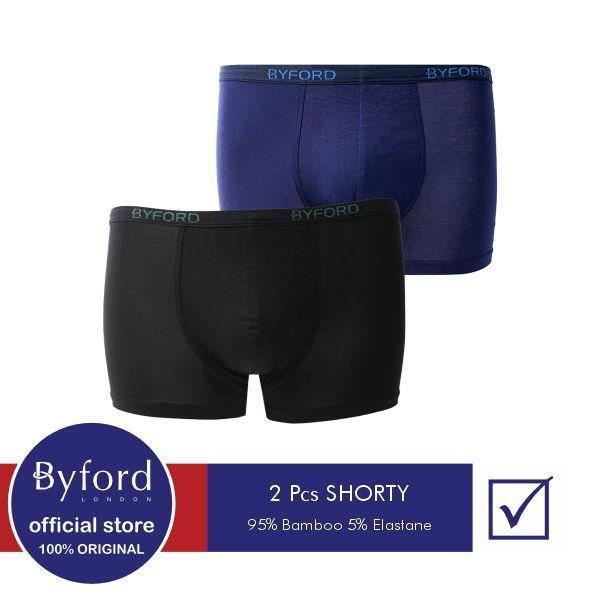 Byford Men Boxer Underwear Isi 2 pc Bamboo Mix Color - YBYB09S2BS karet kecil