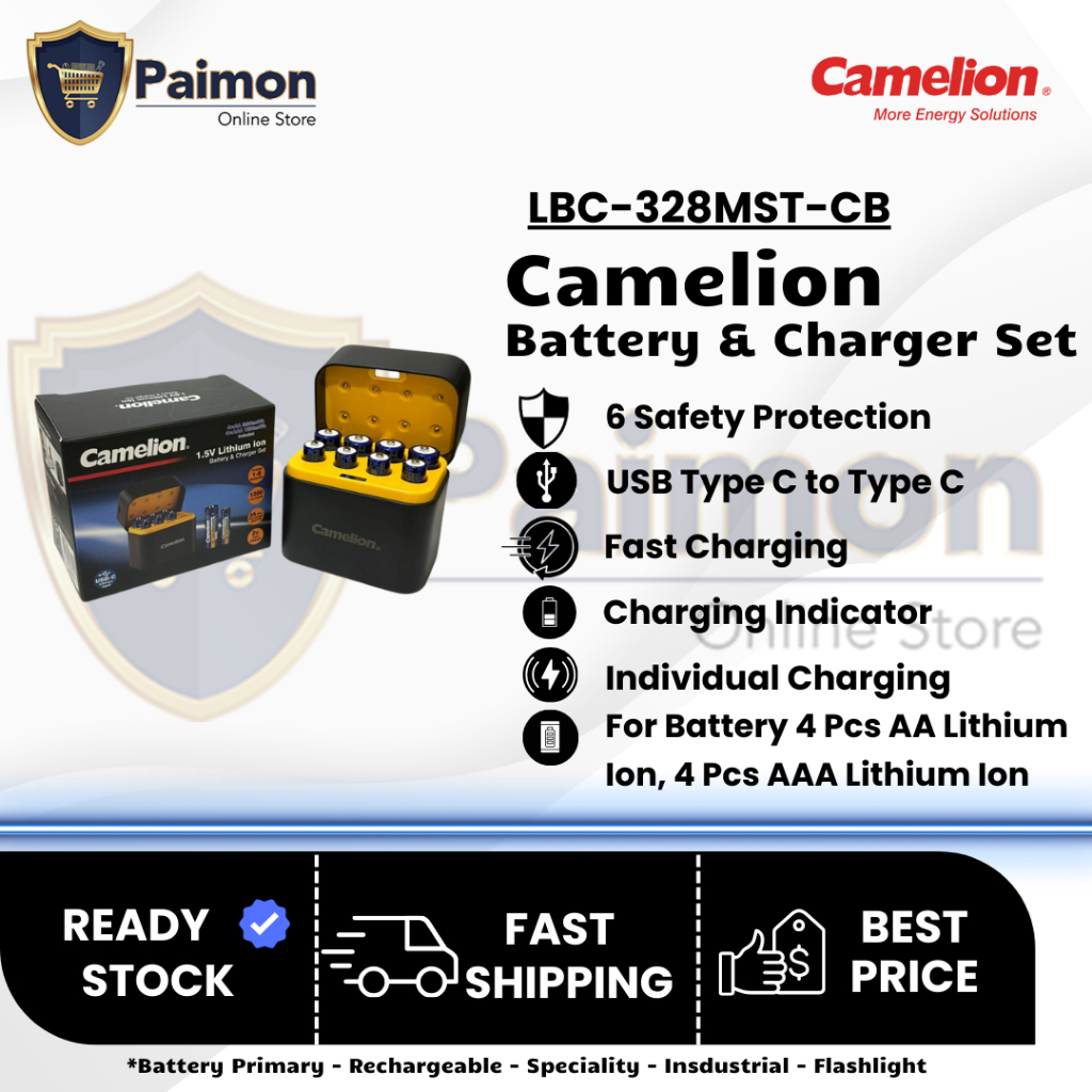 Camelion Battery AA dan AAA Lithium ion Rechargeable with Charger Dock | Camelion Charger & Charger 