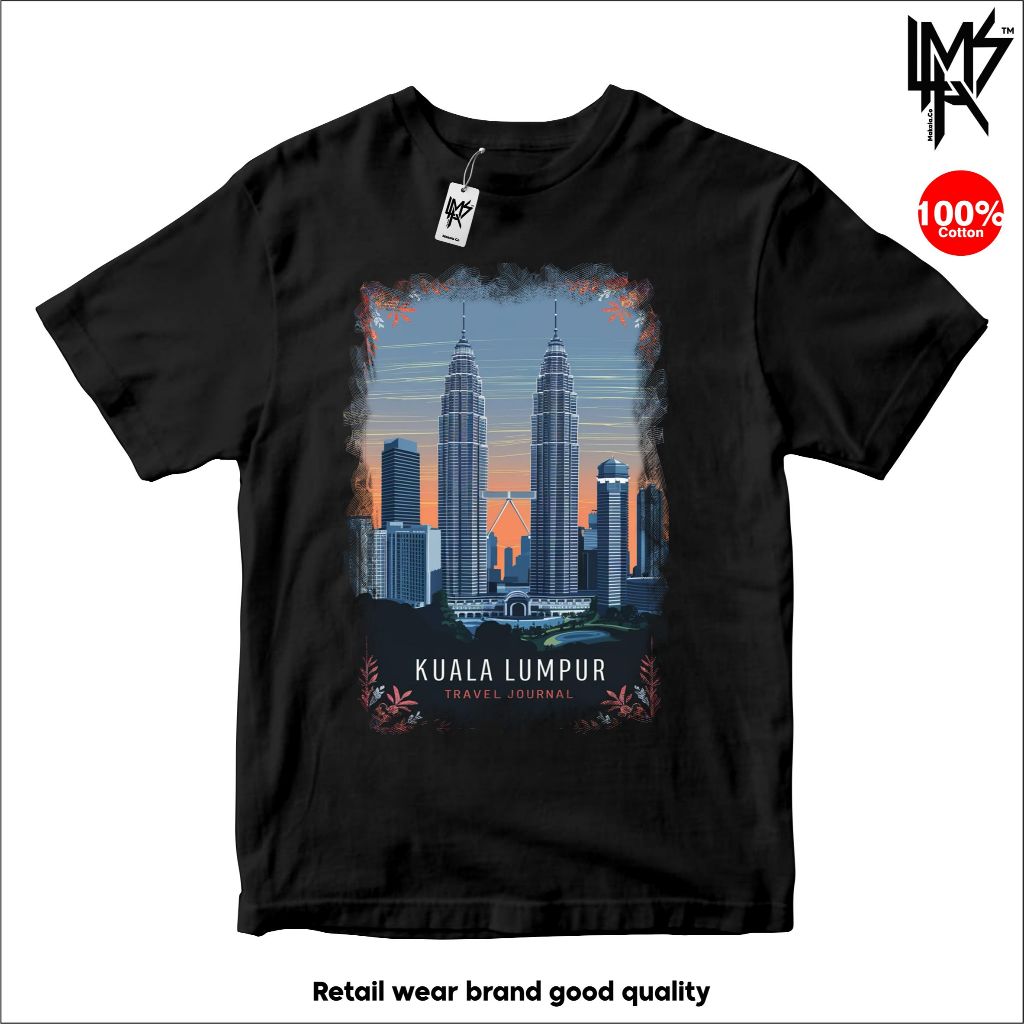 Kaos KUALA LUMPUR Baju merchandise unisex oleh oleh MALAYSIA Cd-V53 premium quality bahan 100% Cotto