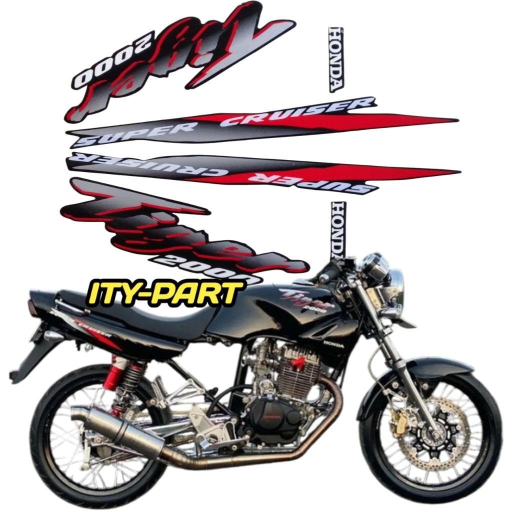 striping stiker lis Tiger 2000 hitam merah Tiger lawas tilas
