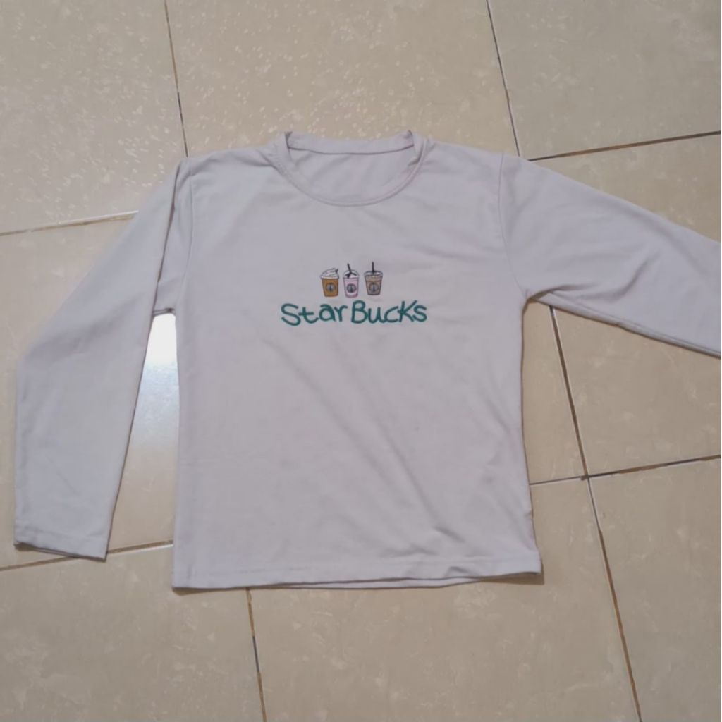 Preloved, Kaos lengan panjang wanita putih, kaos anak, kaos lengan panjang anak, kaos perempuan