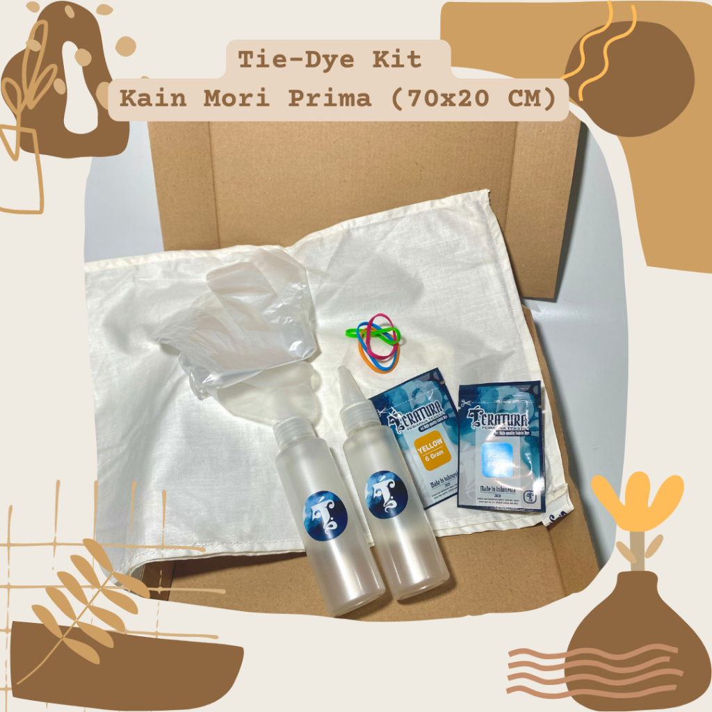 Tie Dye Kit + Kain Mori Prima (70x27 cm) untuk Belajar Batik & Tie Dye