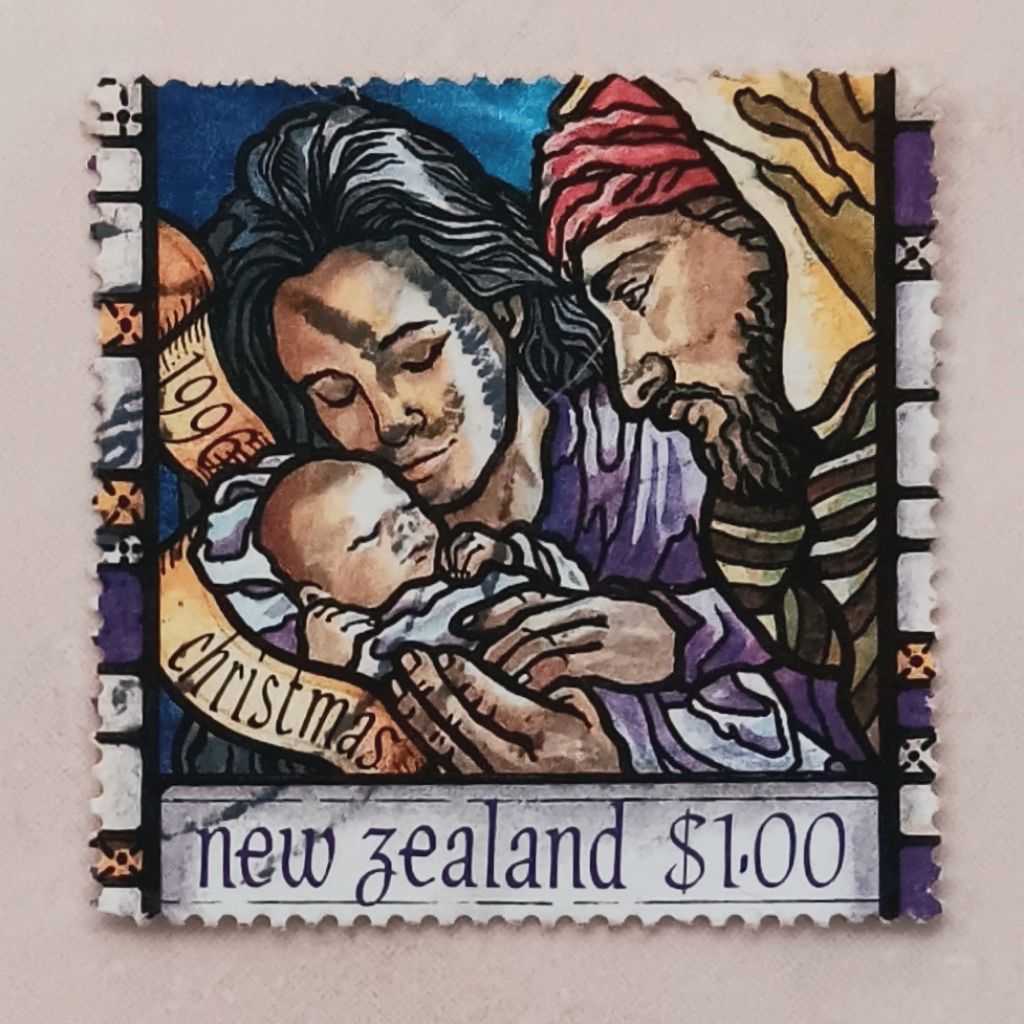 (OG) Perangko New Zealand 1996 Christmas 1996 - Mary, Joseph and Baby Jesus 1 dollar New Zealand Use