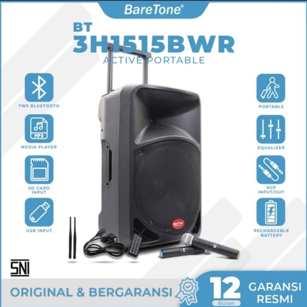 Speaker Aktif Portable Wireless New Baretone 15 Inch bwr Original 250 watt TERBAIK