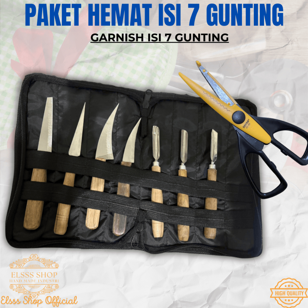 Set Garnish Isi 7 + Gunting | Pisau Garnish & Pisau Tumpeng