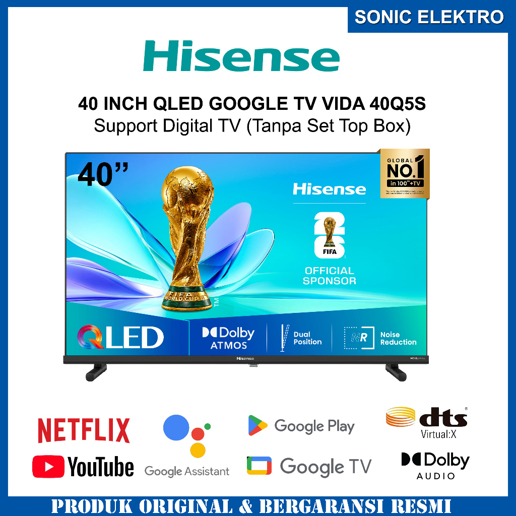 Hisense 40 inch QLED GOOGLE TV VIDA 2K - Youtube/Netflix - Dolby Audio - Dolby Atmos - Hisense 40Q5S