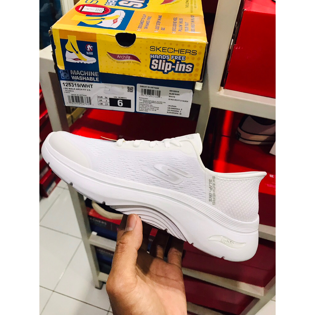 BIG SALE SKECHERS VALENCIA [125318] ORIGINAL SEPATU SLIP ON PUTIH/SNEAKERS