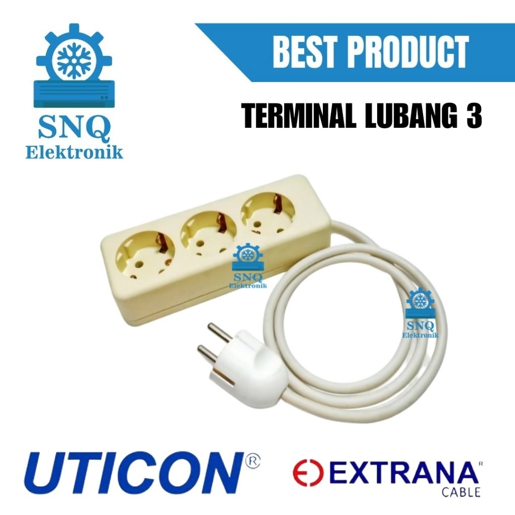 Terminal kabel listrik lubang 3 - Colokan power listrik uticon 3 lubang dengan kabel extrana