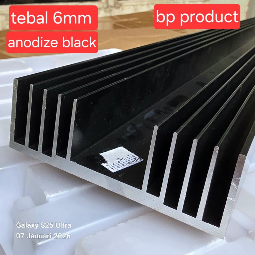 HEATSINK/PENDINGIN 10 SIRIP 25CM HITAM 6mm ALUMINIUM