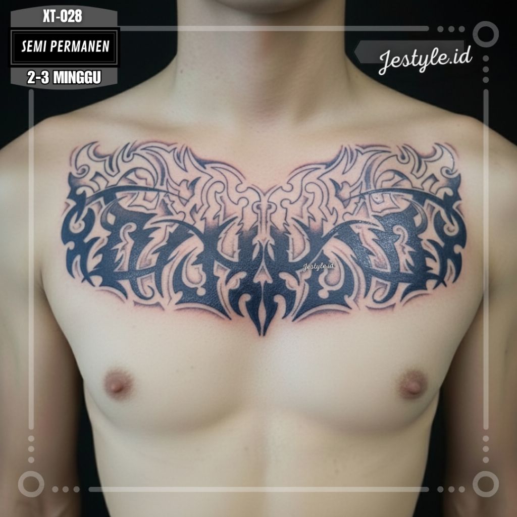 [XT-028] Tato temporer semi permanent tato tulisan Dada punggung tahan lama