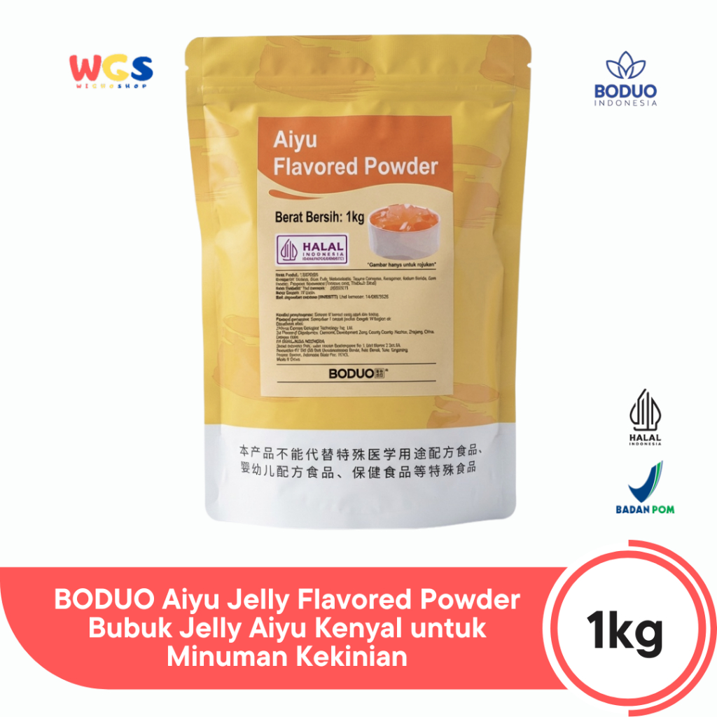 BODUO Premium Aiyu Jelly Flavored Powder 1kg - Bahan Minuman Boba & Dessert - Halal - BPOM