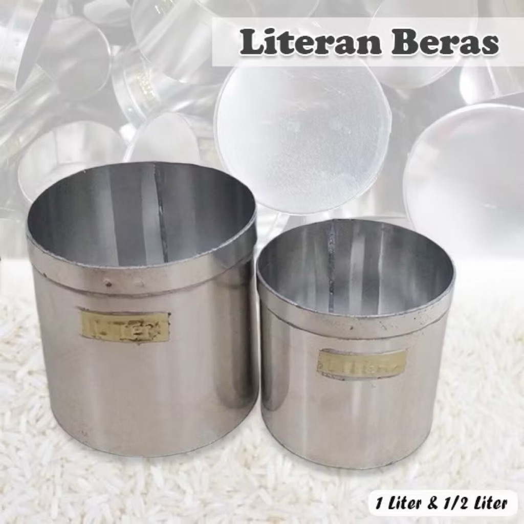 Literan Beras Takaran Beras Ukuran 2 liter dan 1 Liter Stainless Steel