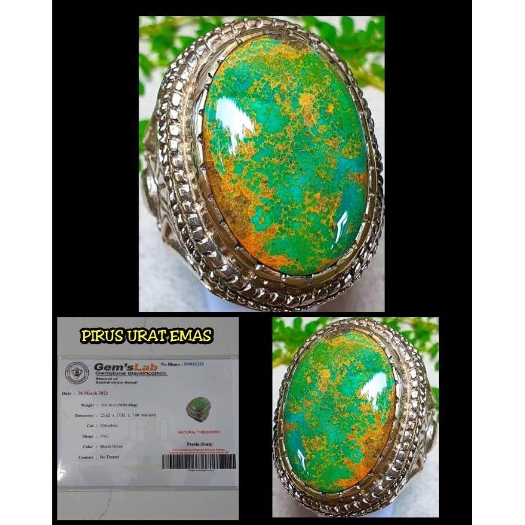 batu pirus ijo daun super jumbo asli urat emas tambang iran