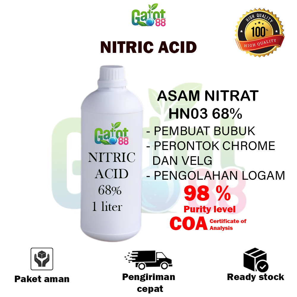 Nitric Acid 1Liter / Asam Nitrat / Belgia 68% / HNO3 / Perontok Krom - Chrome remover - Peluntur war