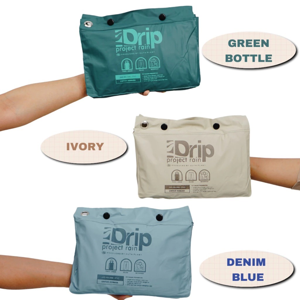 Jas Hujan Drip Project Rain | Jas Hujan Estetik Ponco Celana | Jas Hujan Jumbo Ponco Celana