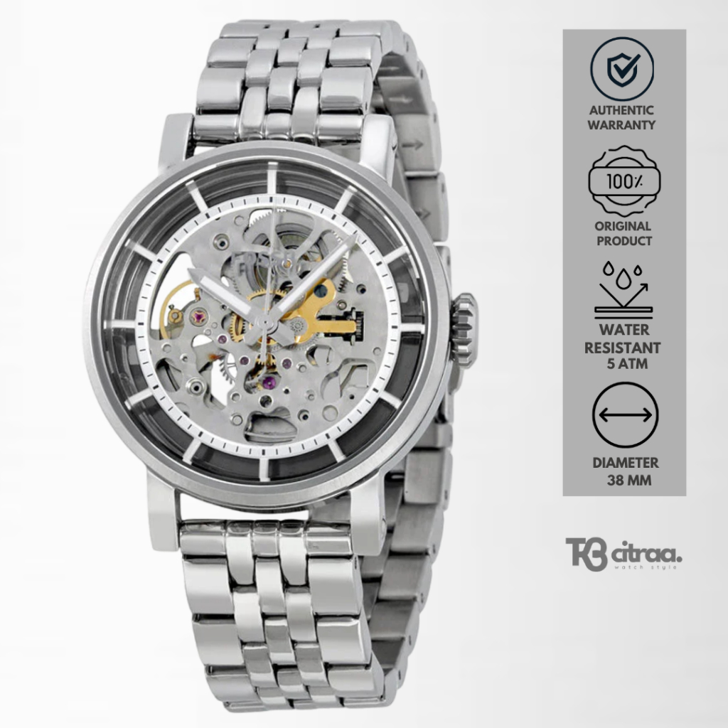 Jam Tangan Wanita Fossil Boyfriend Automatic Silver Stainless Steel Mewah Original ME3067