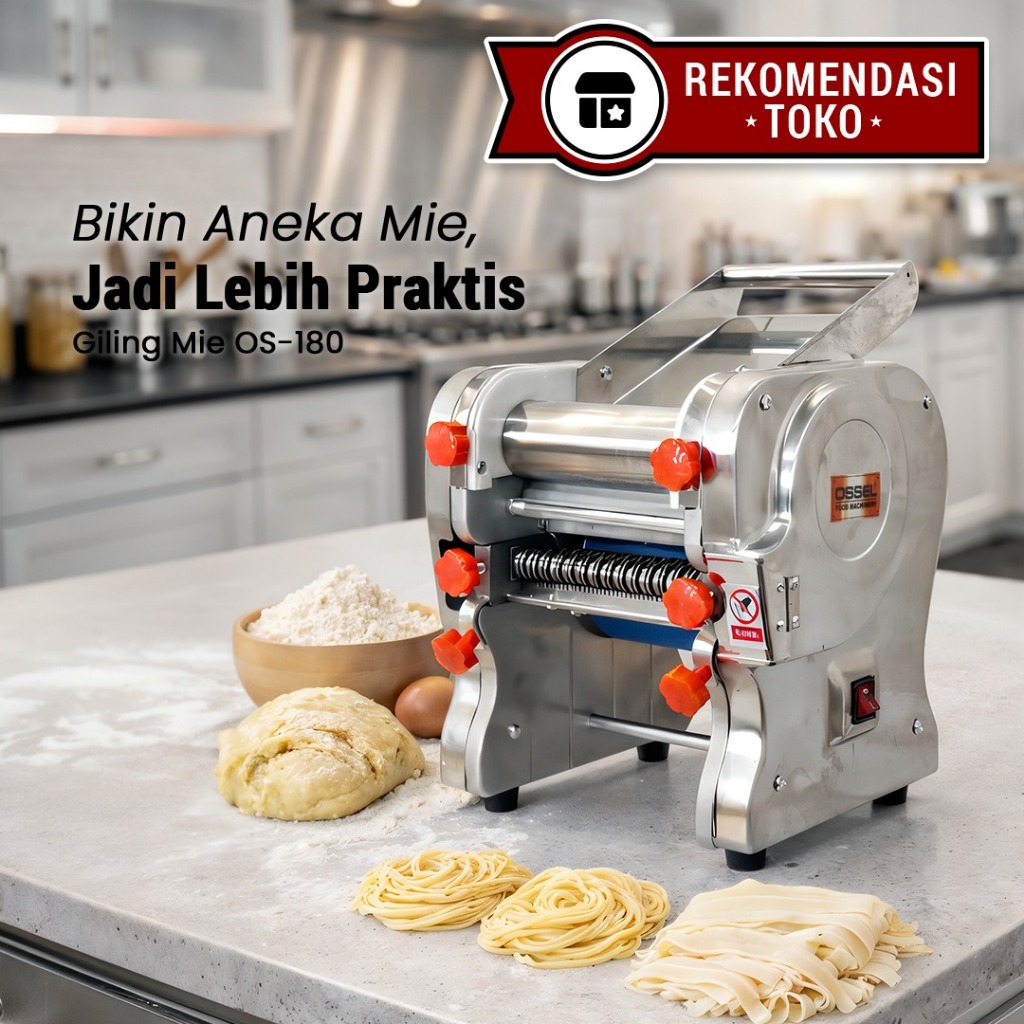 OSSEL Giling Mie Listrik Gilingan Mie Listrik Mesin Ampia Body Stainless Steel OS-180 OSSEL