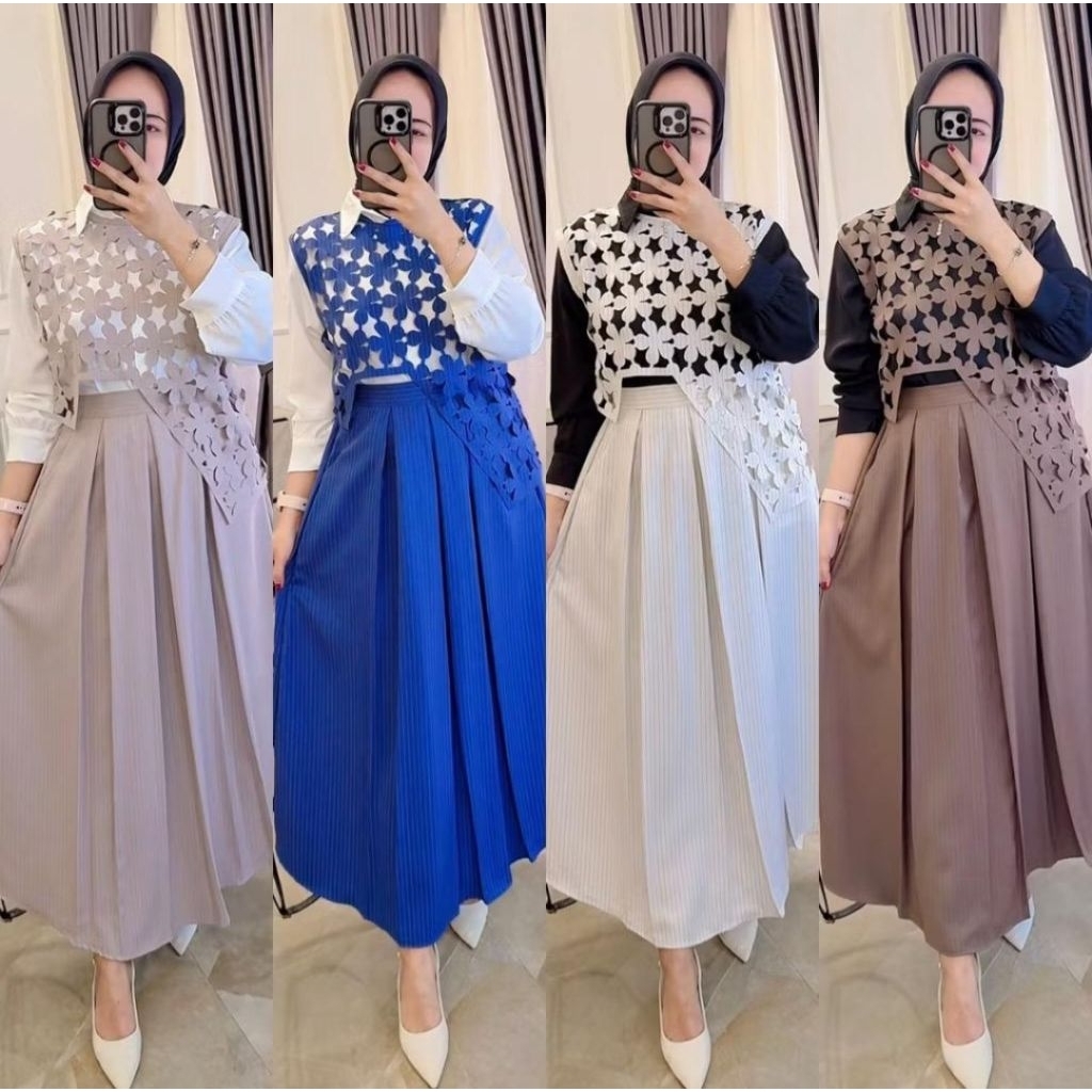BRIGATTA SET 3IN1 / ZENATA SET 3IN1 / ONE SET 3IN1 VEST KOREA / SETELAN 3IN1 CUTING WANITA DEWASA