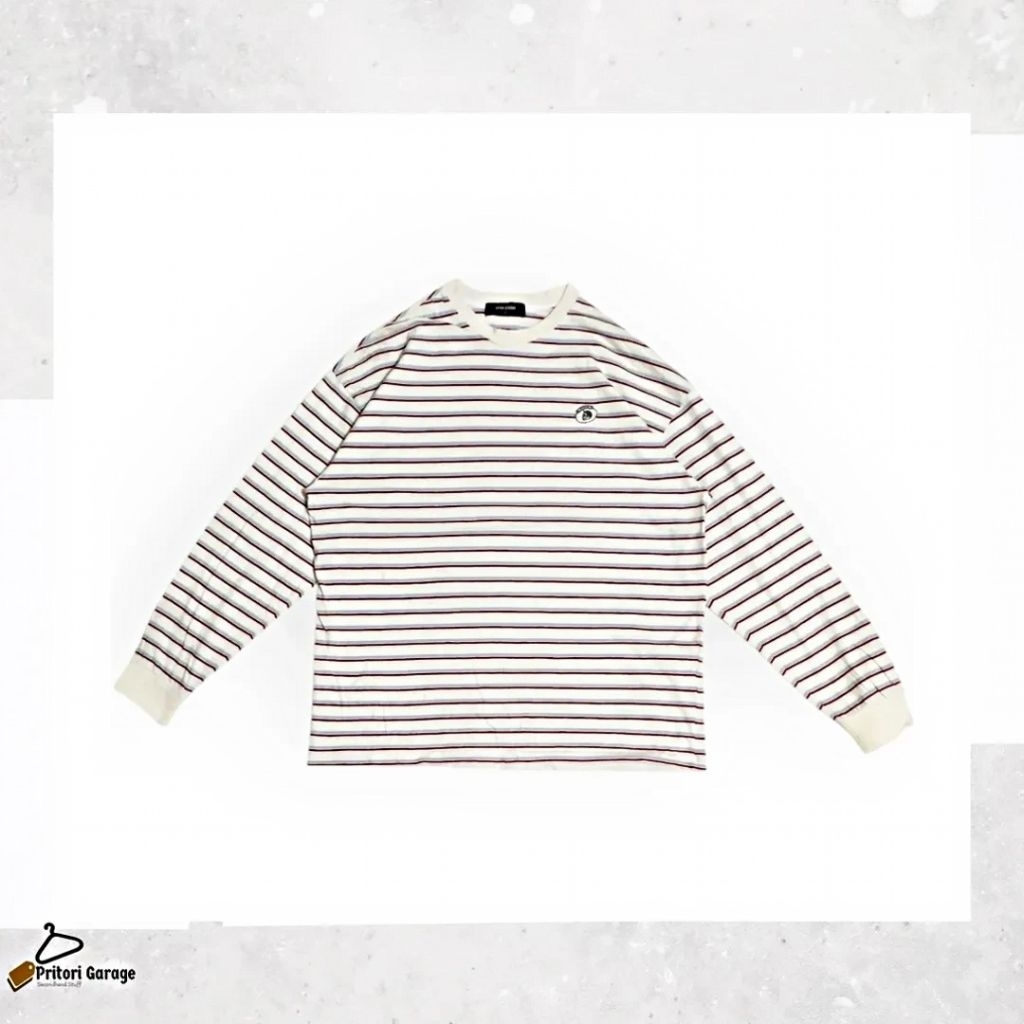 Long Sleeve Stripe CPGN Studio Logo Bordir White Red Blue Colour Vintage XL