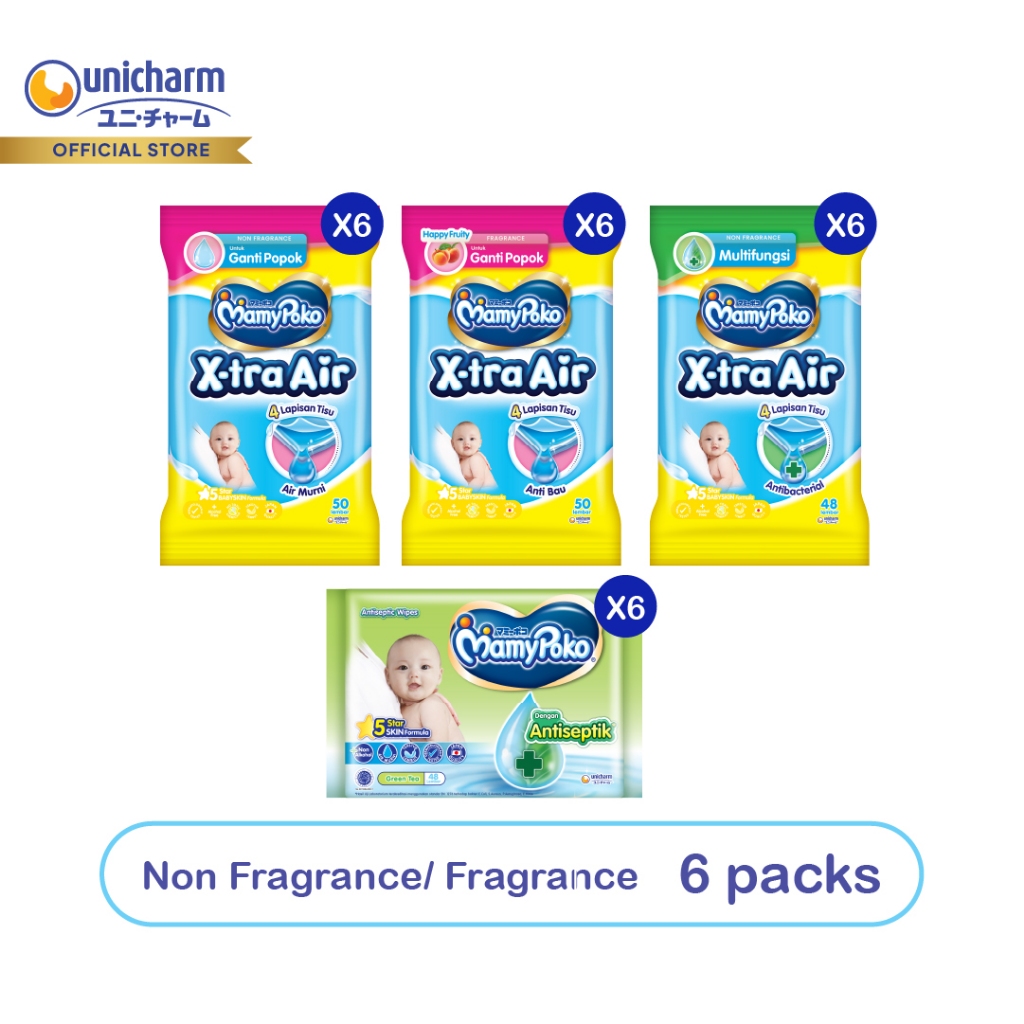 Tisu Basah MamyPoko Wipes - All Variant - 6 Packs - AMS