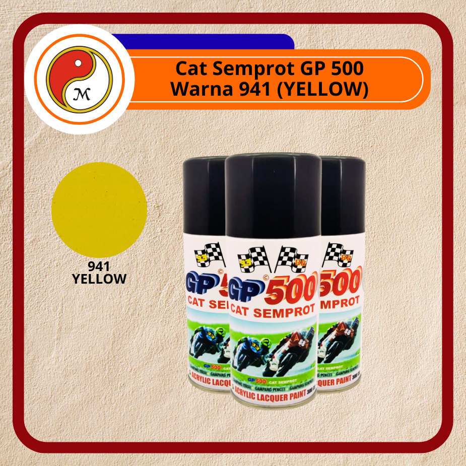 Cat Semprot GP500 / Pylox GP-500 300cc – Aneka Warna | Spray Paint Serbaguna / Warna Yellow (941)