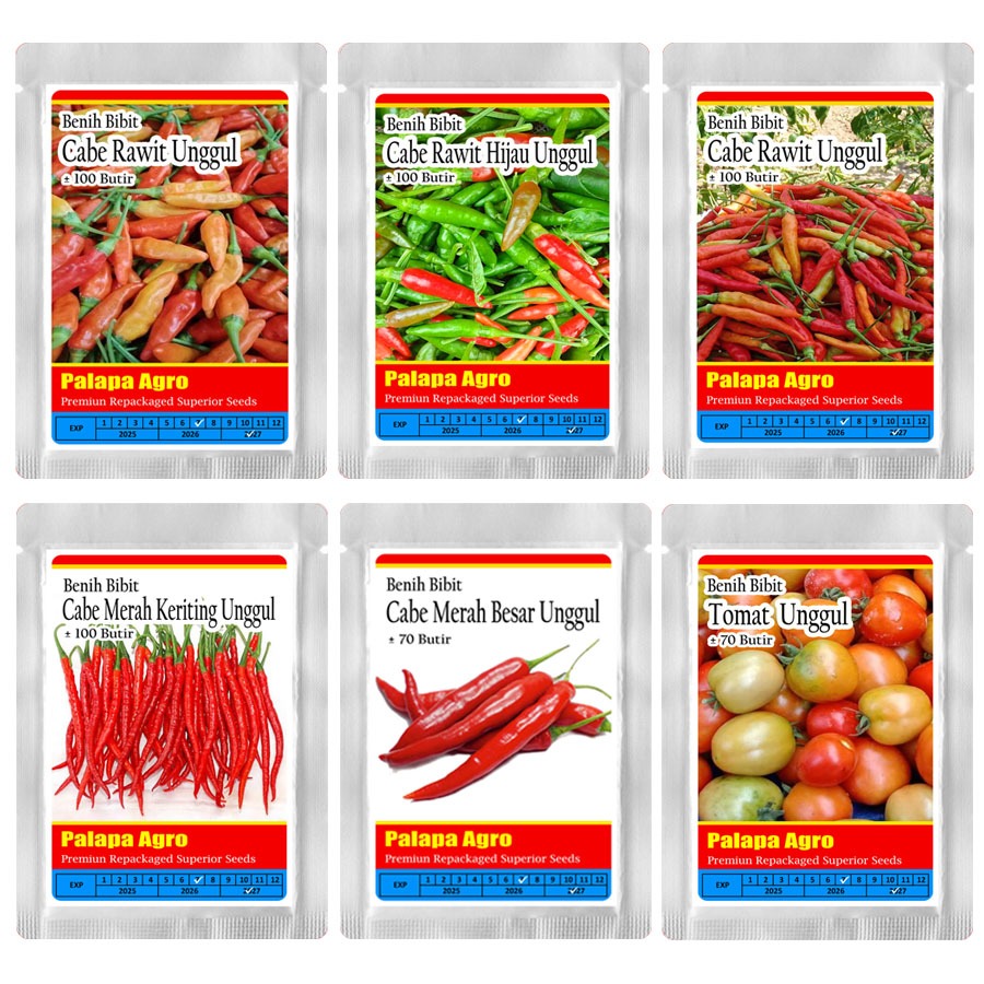 Benih Bibit Unggul - Cabe Rawit Hijau - Cabe Rawit Setan Unggul - Cabe Merah Keriting - Cabe Merah B
