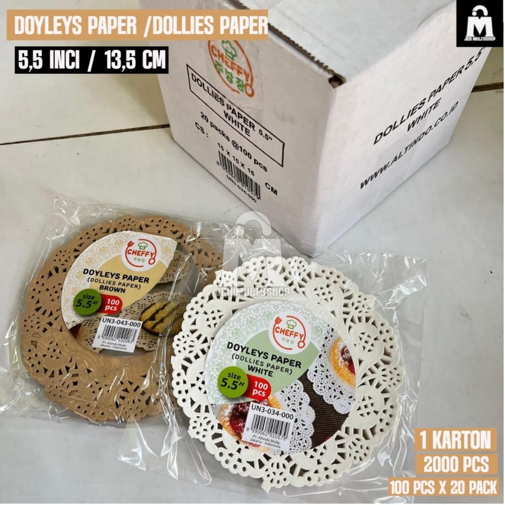 Doyleys paper 5,5" / 13,5 cm 1 karton isi 100 pcs x 20 pack / dollies paper / alas kue / renda