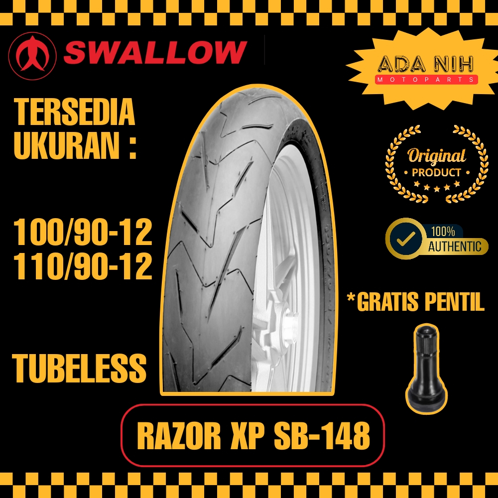 BAN SWALLOW RAZOR SB-148 BAN TUBELESS RACING PRO SERIES RING 12 UKURAN 100/90-12 | 110/90-12 BAN MAT