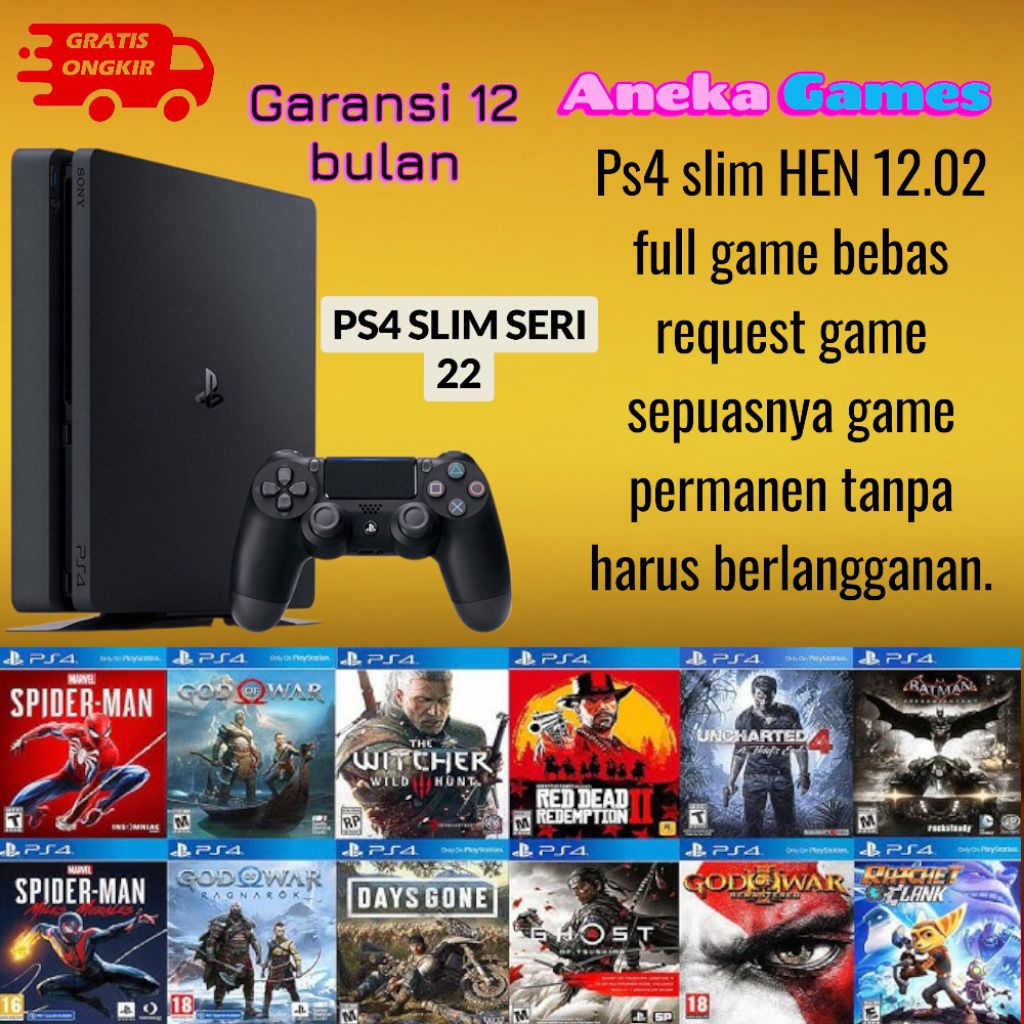 PS4 slim seri.22.xxx. Hen.12.02 / 500GB+2setik full game