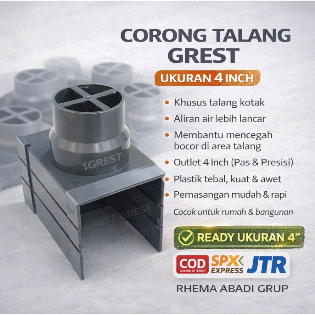 CORONG PVC 4" TALANG KOTAK Grest