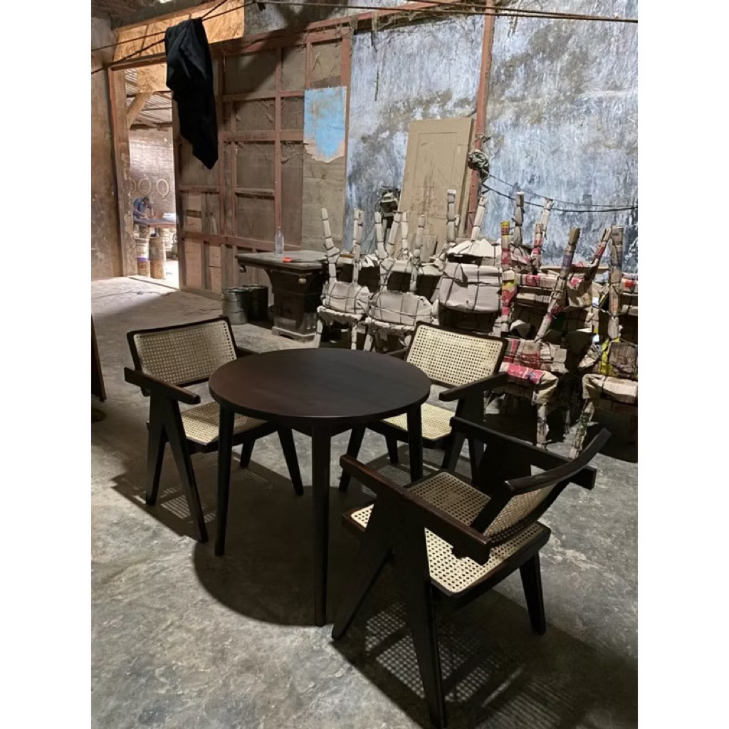 Set meja makan kursi cafe kursi cafe rotan minimalis