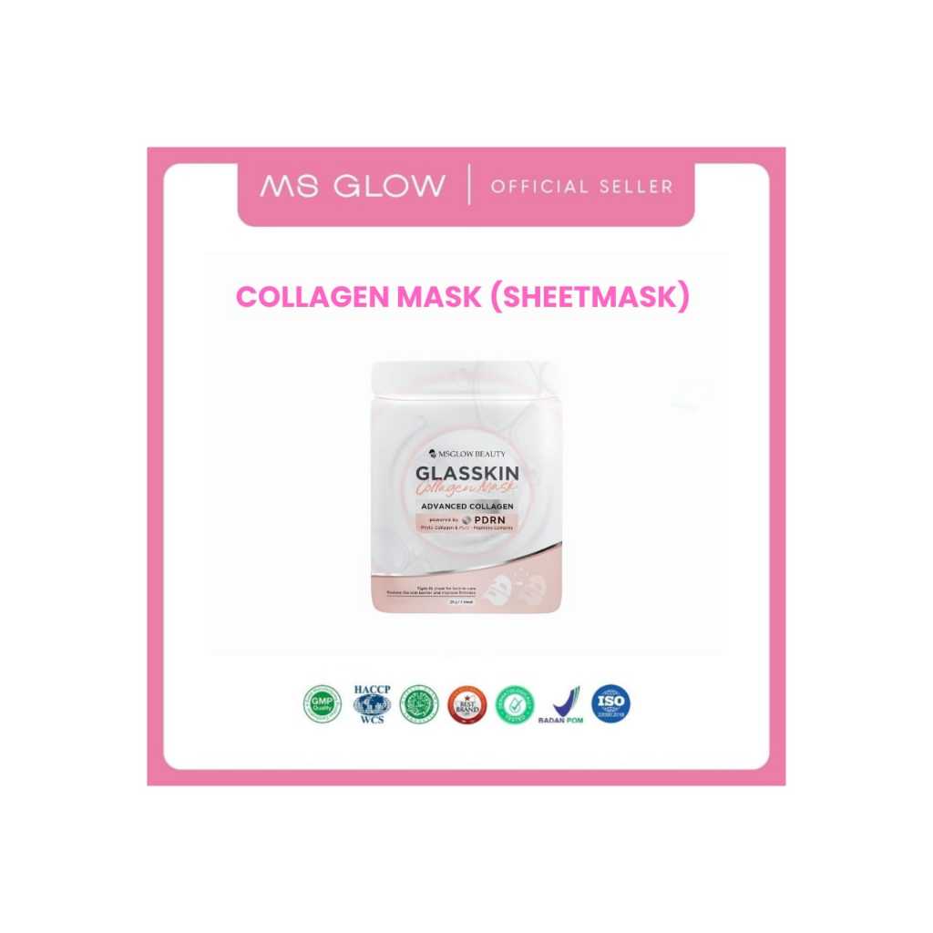 MS GLOW - Glasskin Collagen Mask - Masker wajah ms glow