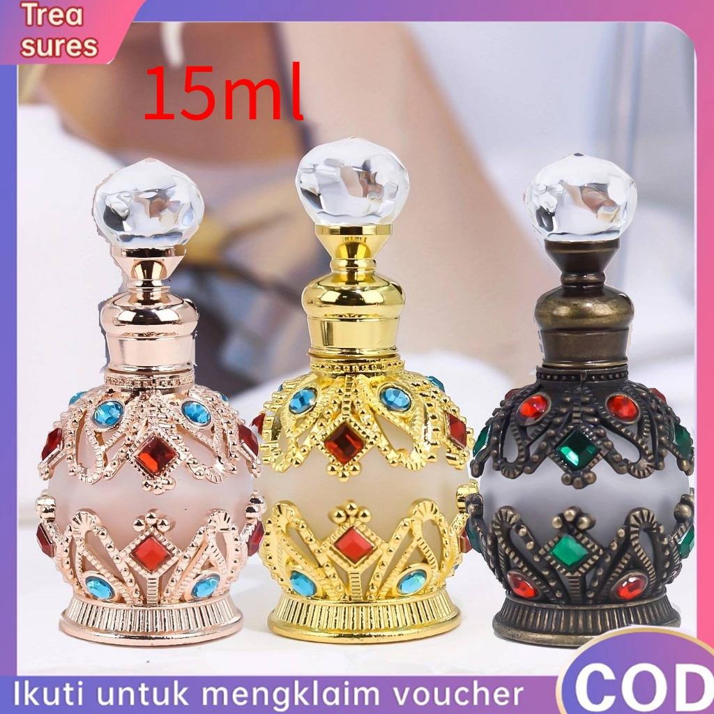 [Ready] 15ml Botol Parfum Arab Antik Botol Parfum Kosong Bahan Metal Gaya Arab Refillable
