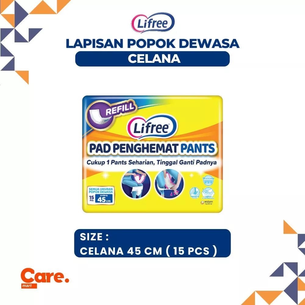 Lifree Pad Penghemat Popok / Lifree Pad Penghemat Pants 15 Pads Lapisan Popok Dewasa Celana