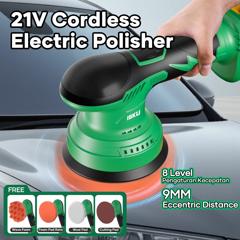 IsKu 21V Mesin Poles Cordless Polisher/Portabel Brushless Mesin Pemoles Mobil Polisher/Alat Poles Mo