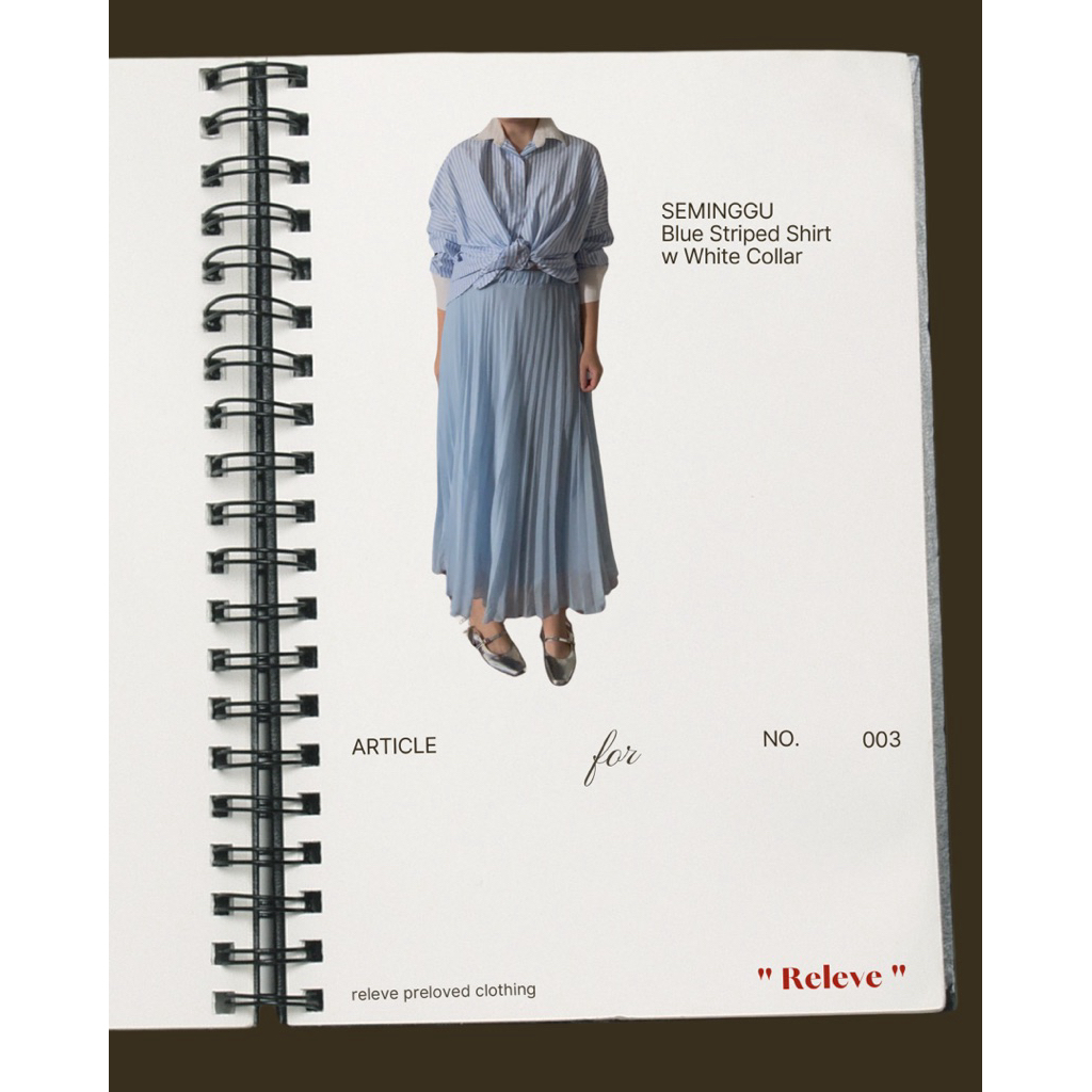 RELEVE PRELOVED Seminggu Blue White Stripe Cotton Shirt AllSize