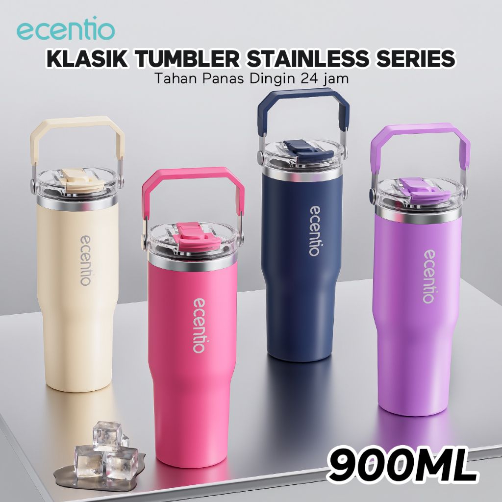 TUMBLER MINUM ECENTIO 900ML / BOTOL MINUM PANAS DINGIN ECENTIO 900ML STAINLESA STEEL
