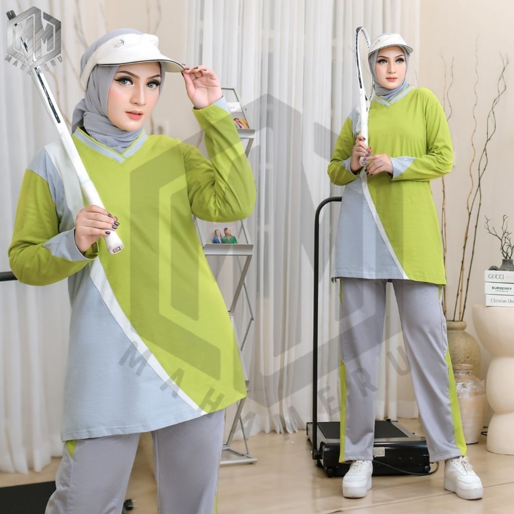 BAJU SETELAN OLAHRAGA MUSLIMAH TUNIK WANITA MUSLIMAH / SETELAN TRAINING OLAHRAGA