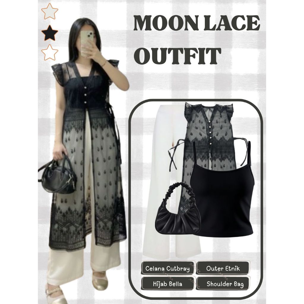 Baju Kondangan Wanita Kekinian | Celana Cutbray + Tanktop + Outer Etnik + Shoulder Bag | Setelan Rem